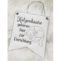 Stickdatei ITH - Wimpel Ösen "Katzenhaare gehören hier zur Einrichtung."